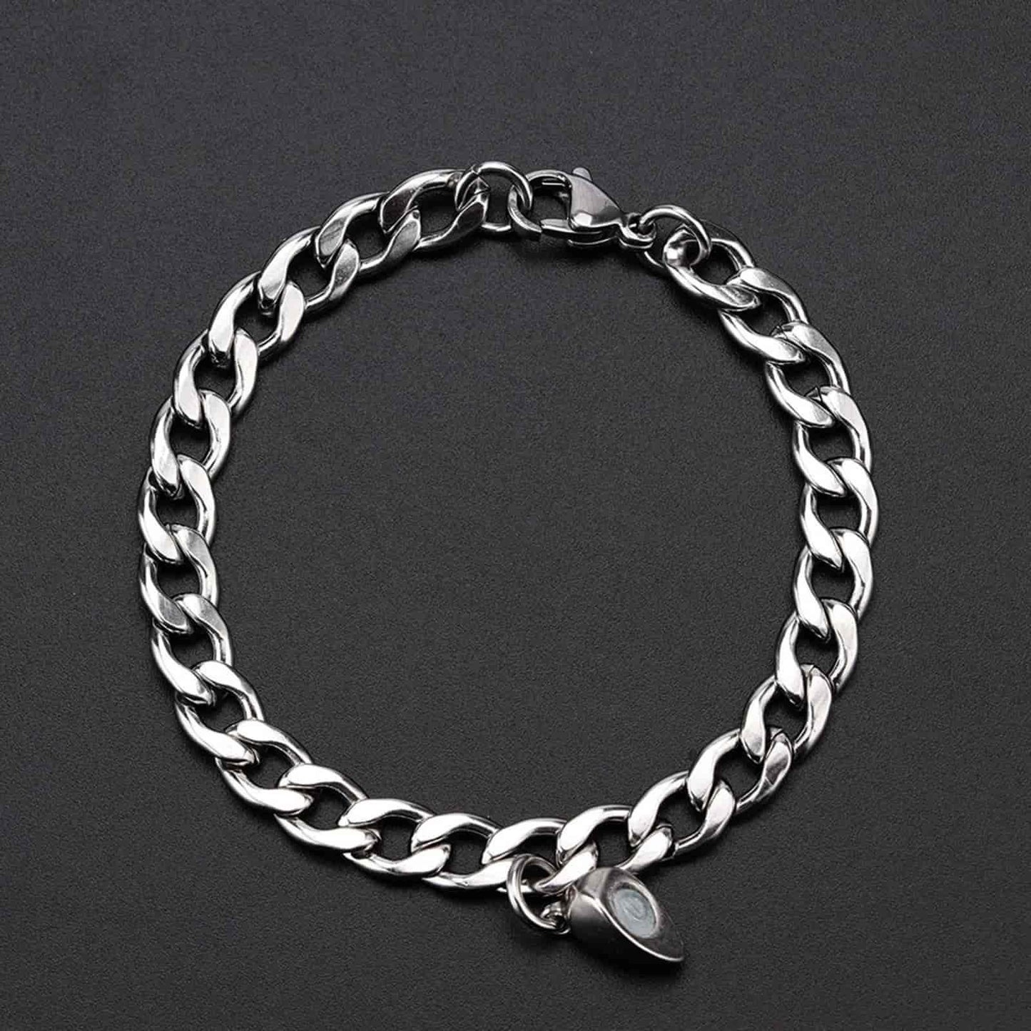 Silver Heart Magnetic Couple Chain Bracelet