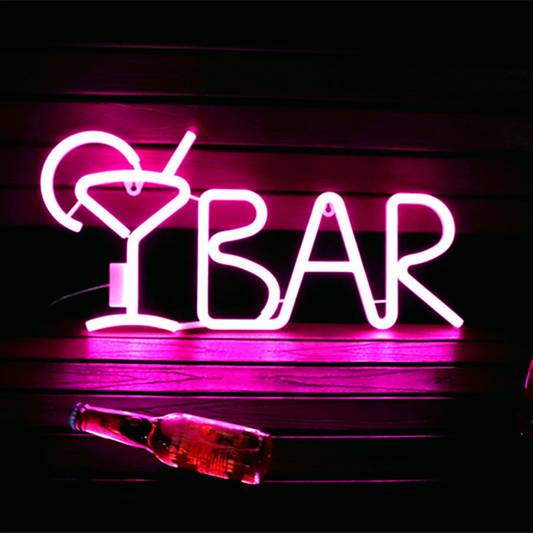 GLASS  BAR- Neon Sign 12 by 16 Inches