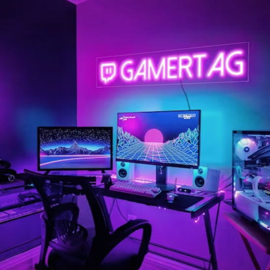 GAMER TAG- Neon Sign 12 by 36 Inches
