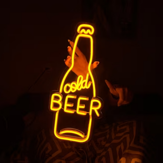 COLD BEER BOTTLE- Neon Sign