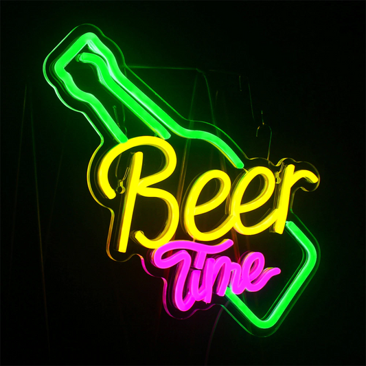 BEER TIME- Neon Sign 18 by 18 Inches
