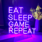EAT-SLEEP-GAME-REPEAT Neon Sign 18 by 24 inches