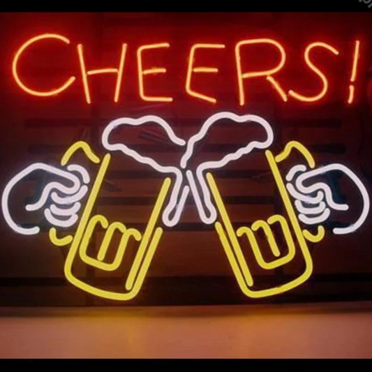 CHEERS with BEER MUG- Neon Sign 24 by 24 Inches