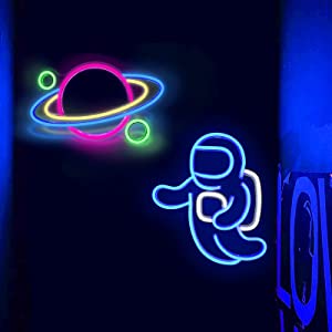 ASTRONAUT WITH SATURN- Neon Sign