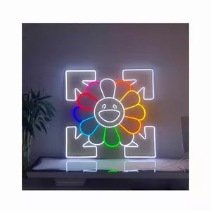 HAPPY FLOWER- Neon Sign 36 by 36 Inches