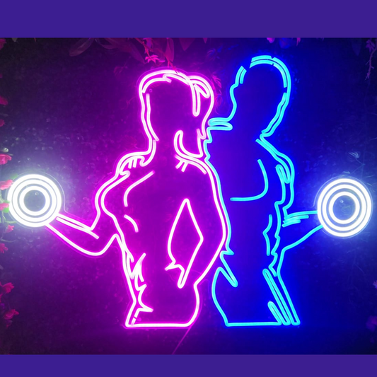 BODYBUILDER COUPLE Neon Sign 3 by 4 ft Size