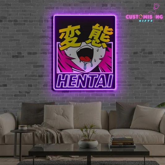 "HENTAI" NEON X ACRYLIC ARTWORK 24 by 24 Inches