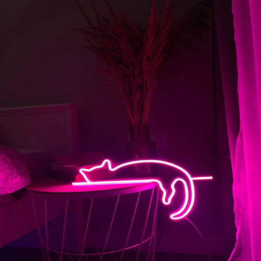 WANXING CAT- Neon Sign 12 by 24 Inches